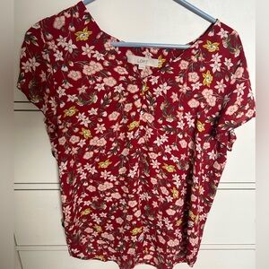 Loft - Burgandy Flowy Blouse - Size Medium